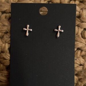 Silver Plated Cross Stud Earrings